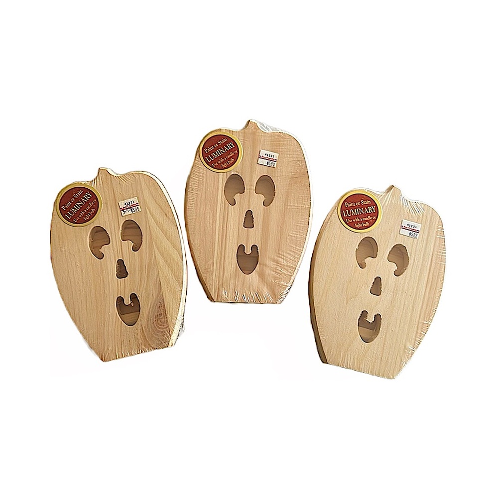 Walnut Hollow Luminary Paint or Stain Scared Jack-O-Lantern Set of 3 Vintage NWT